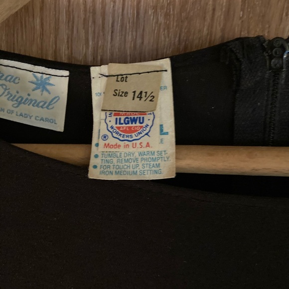 Vintage Black Gathered Waist Wide Short Sleeve Polyester Dress Women’s Size 14 - Picture 5 of 8